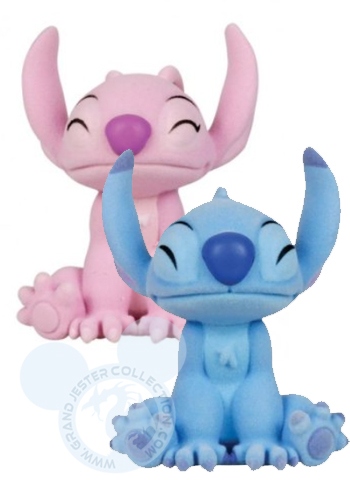 Flocked Kissing Stitch and Angel Figurines